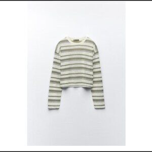 ZARA Striped Rustic Sweater - Size Small - MINK